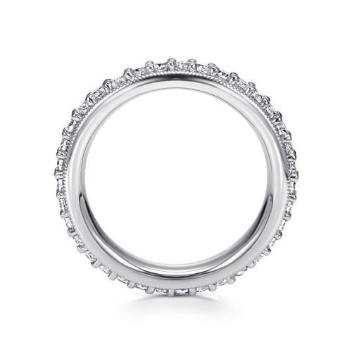 Vintage Inspired 14K White Gold Prong Set Diamond Eternity Band