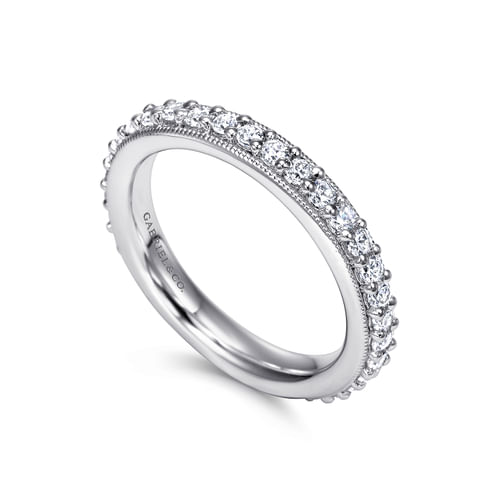 Vintage Inspired 14K White Gold Prong Set Diamond Eternity Band