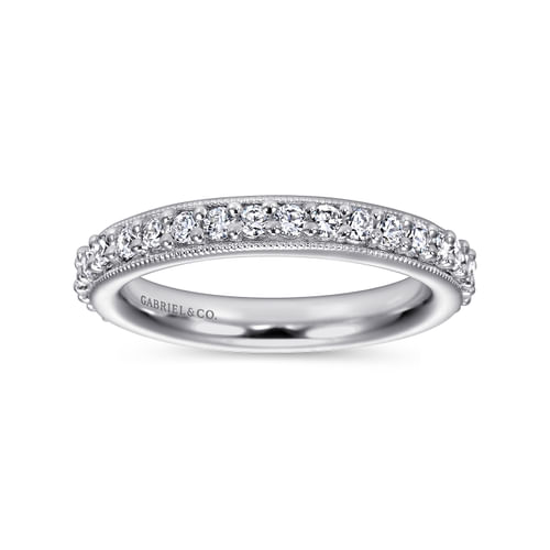 Vintage Inspired 14K White Gold Prong Set Diamond Eternity Band
