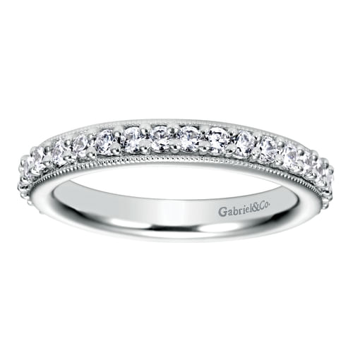 Vintage Inspired 14K White Gold Prong Set Diamond Eternity Band
