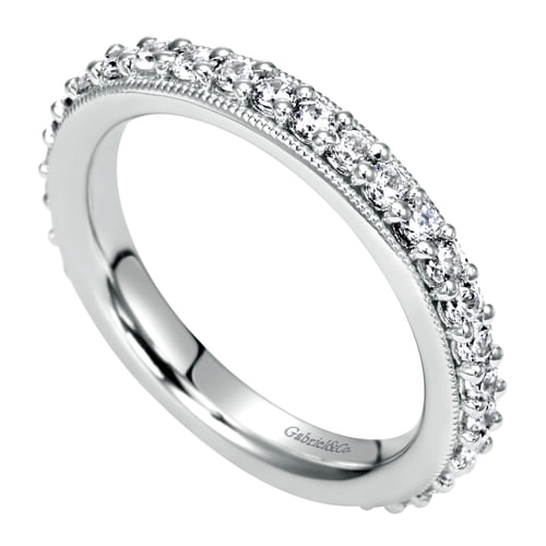 Vintage Inspired 14K White Gold Prong Set Diamond Eternity Band