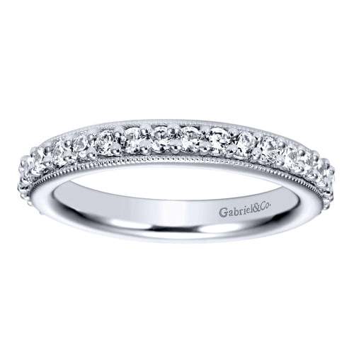 Vintage Inspired 14K White Gold Prong Set Diamond Eternity Band