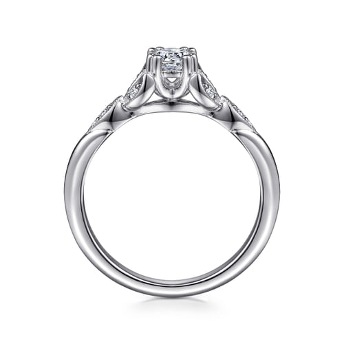 Vintage Inspired 14K White Gold Round Diamond Engagement Ring