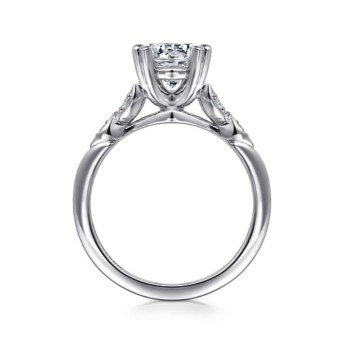 Vintage Inspired 14K White Gold Round Diamond Engagement Ring