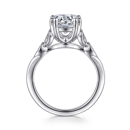 Vintage Inspired 14K White Gold Round Diamond Engagement Ring