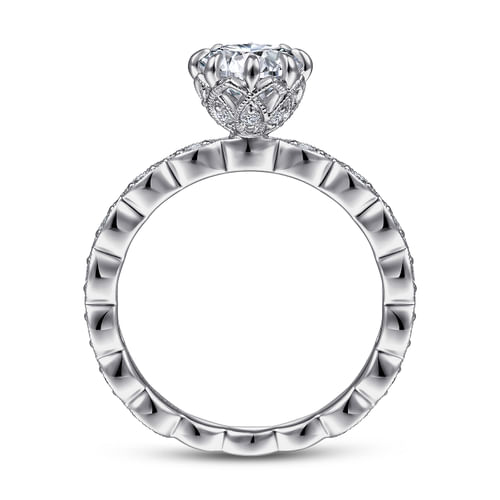 Vintage Inspired 14K White Gold Round Diamond Engagement Ring
