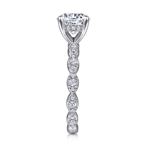 Vintage Inspired 14K White Gold Round Diamond Engagement Ring