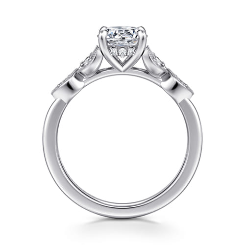 Vintage Inspired 14K White Gold Round Diamond Engagement Ring