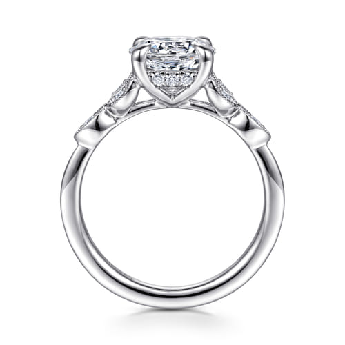 Vintage Inspired 14K White Gold Round Diamond Engagement Ring