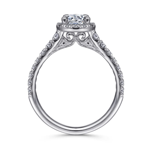 Vintage Inspired 14K White Gold Round Halo Diamond Engagement Ring Vintage Inspired 14K White Gold Round Halo Diamond Engagement Ring