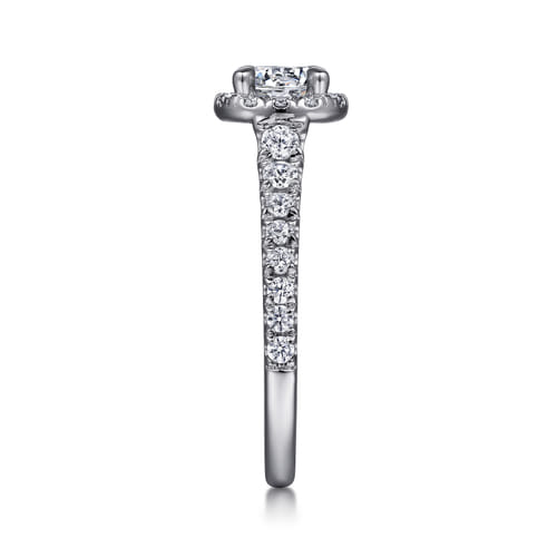 Vintage Inspired 14K White Gold Round Halo Diamond Engagement Ring Vintage Inspired 14K White Gold Round Halo Diamond Engagement Ring