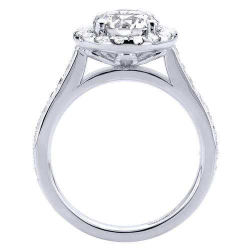 Vintage Inspired 14K White Gold Round Halo Diamond Engagement Ring