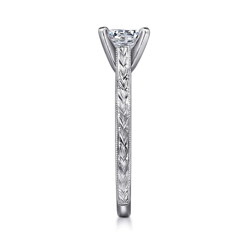 Vintage Inspired 14K White Gold Round Solitaire Engagement Ring