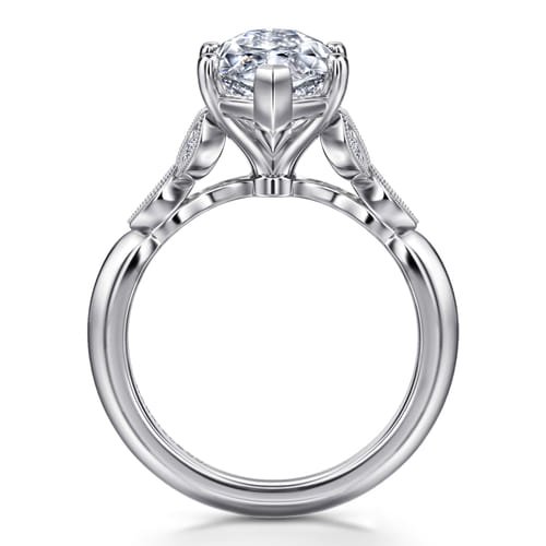 Vintage Inspired 14K White Gold Split Shank Marquise Shape Diamond Engagement Ring