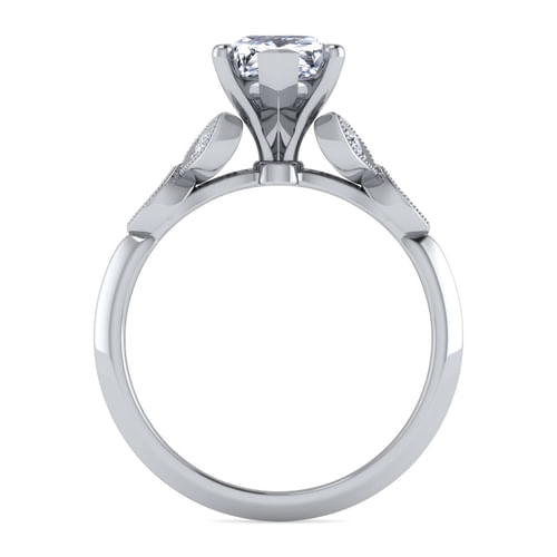Vintage Inspired 14K White Gold Split Shank Pear Shape Diamond Engagement Ring