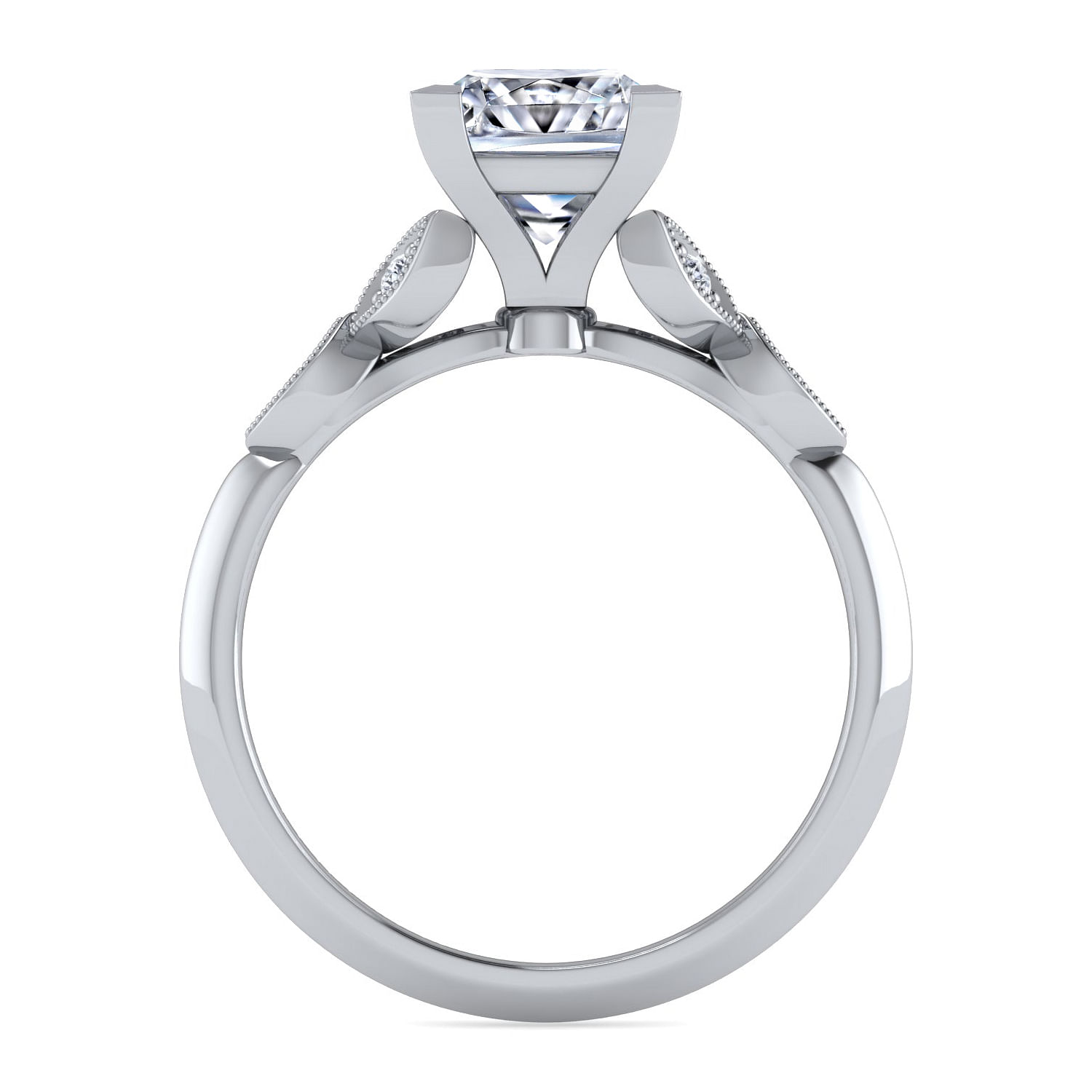 Vintage Inspired 14K White Gold Split Shank Princess Cut Diamond Engagement Ring
