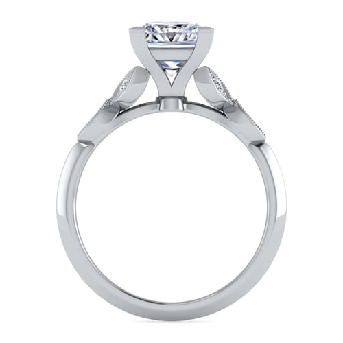Vintage Inspired 14K White Gold Split Shank Princess Cut Diamond Engagement Ring