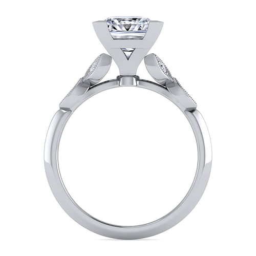 Vintage Inspired 14K White Gold Split Shank Princess Cut Diamond Engagement Ring
