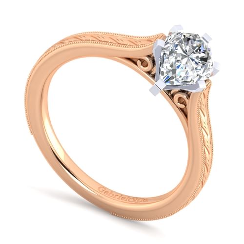 Vintage Inspired 14K White-Rose Gold Pear Shape Solitaire Engagement Ring