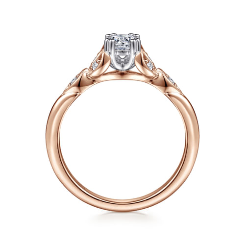 Vintage Inspired 14K White-Rose Gold Round Diamond Engagement Ring