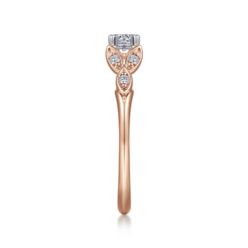 Vintage Inspired 14K White-Rose Gold Round Diamond Engagement Ring