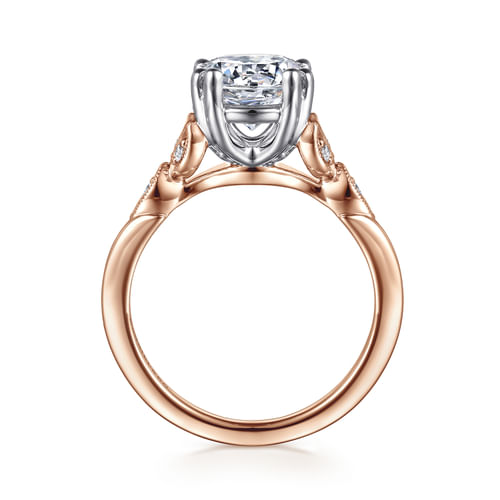 Vintage Inspired 14K White-Rose Gold Round Diamond Engagement Ring