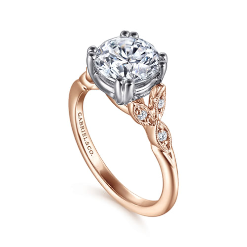 Vintage Inspired 14K White-Rose Gold Round Diamond Engagement Ring