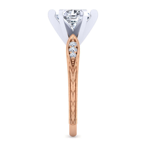 Vintage Inspired 14K White-Rose Gold Round Diamond Engagement Ring