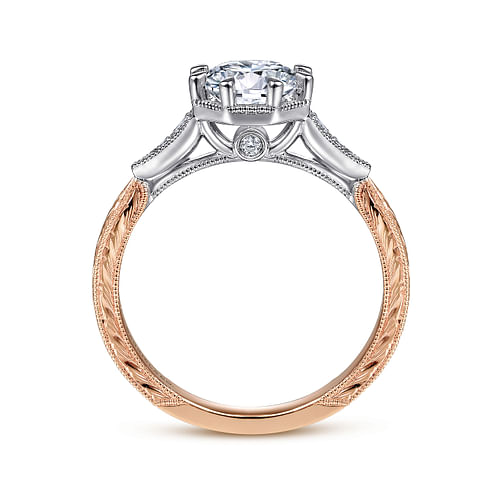 Vintage Inspired 14K White-Rose Gold Round Diamond Engagement Ring