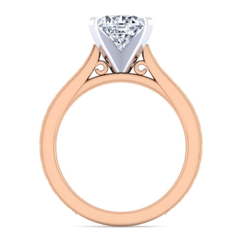 Vintage Inspired 14K White-Rose Gold Round Solitaire Engagement Ring
