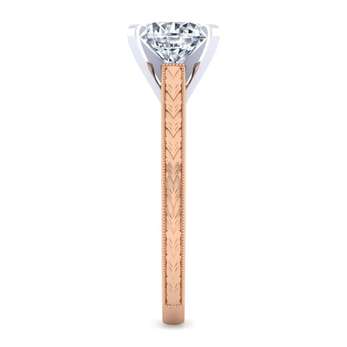 Vintage Inspired 14K White-Rose Gold Round Solitaire Engagement Ring