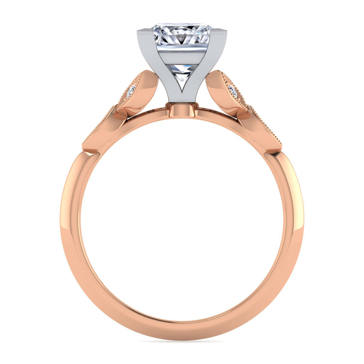 Vintage Inspired 14K White-Rose Gold Split Shank Princess Cut Diamond Engagement Ring