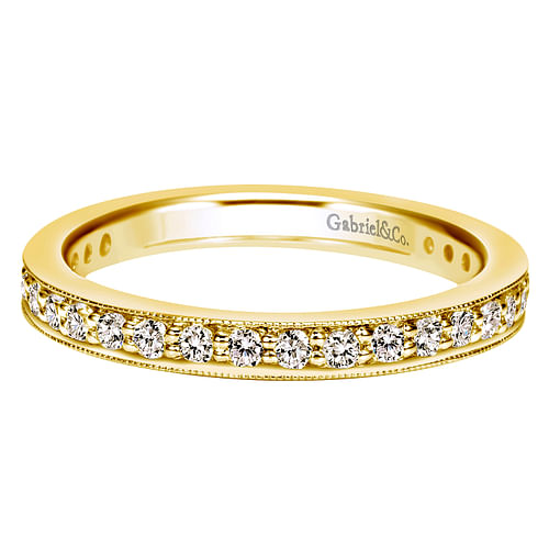 Vintage Inspired 14K Yellow Gold Channel Prong Set Diamond Eternity Band