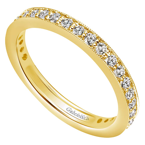 Vintage Inspired 14K Yellow Gold Channel Prong Set Diamond Eternity Band