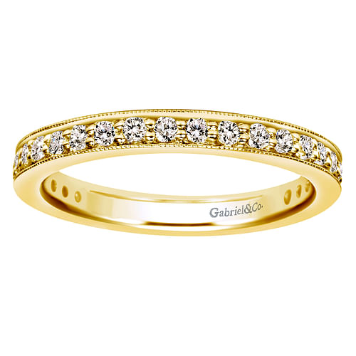 Vintage Inspired 14K Yellow Gold Channel Prong Set Diamond Eternity Band