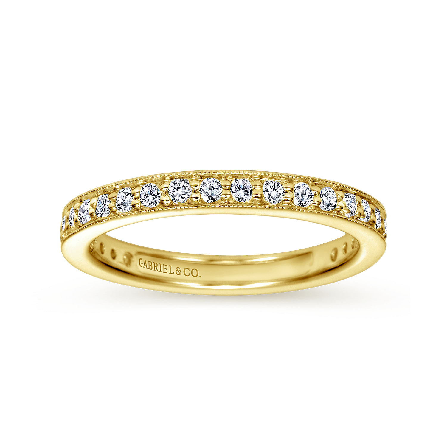 Vintage Inspired 14K Yellow Gold Channel Prong Set Diamond Eternity Band