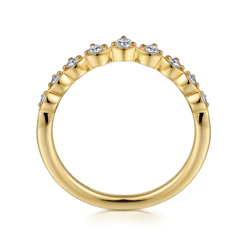 Vintage Inspired 14K Yellow Gold Curved Diamond Anniversary Band