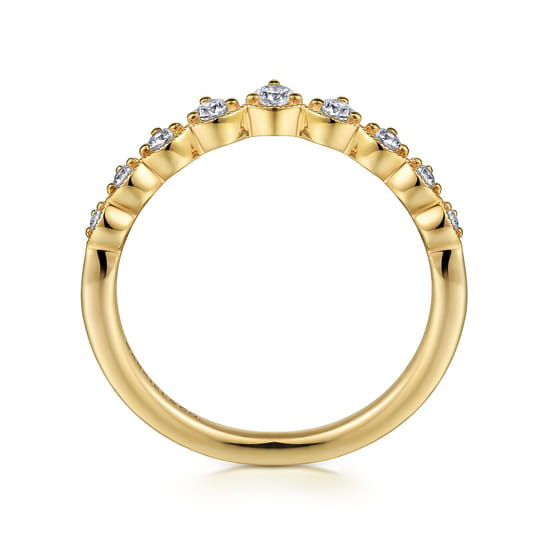 Vintage Inspired 14K Yellow Gold Curved Diamond Anniversary Band angle 2