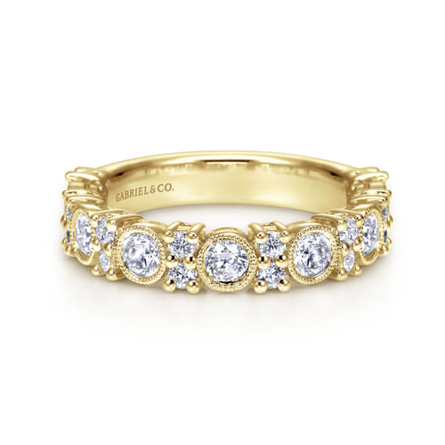Vintage Inspired 14K Yellow Gold Diamond Anniversary Band Vintage Inspired 14K Yellow Gold Diamond Anniversary Band