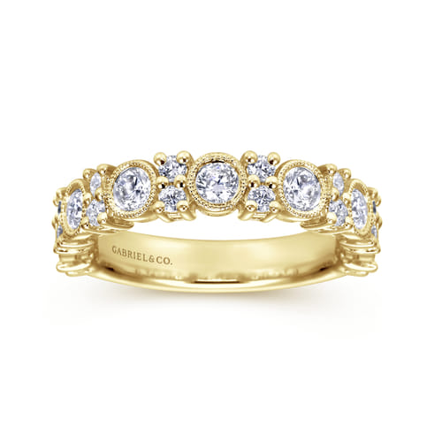 Vintage Inspired 14K Yellow Gold Diamond Anniversary Band Vintage Inspired 14K Yellow Gold Diamond Anniversary Band