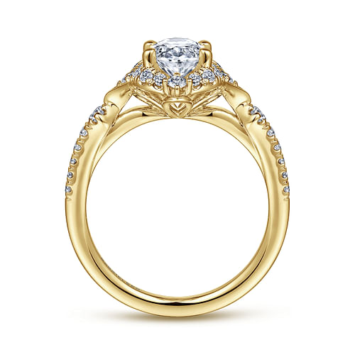 Vintage Inspired 14K Yellow Gold Fancy Halo Oval Diamond Engagement Ring