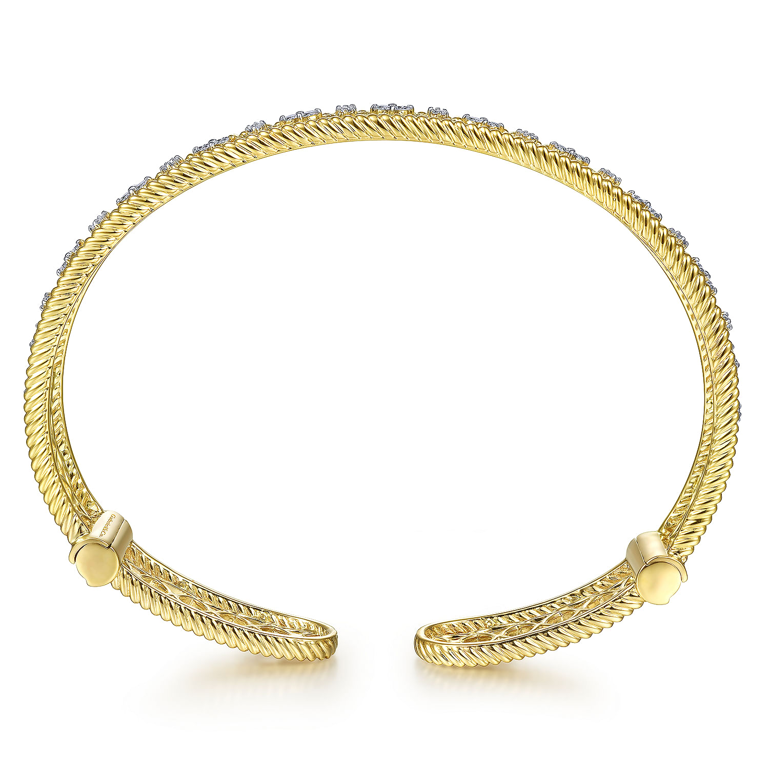 Vintage Inspired 14K Yellow Gold Filigree Diamond Cuff Bracelet