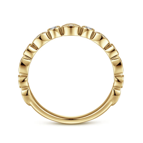 Vintage Inspired 14K Yellow Gold Marquise and Round Station Diamond Anniversary Band