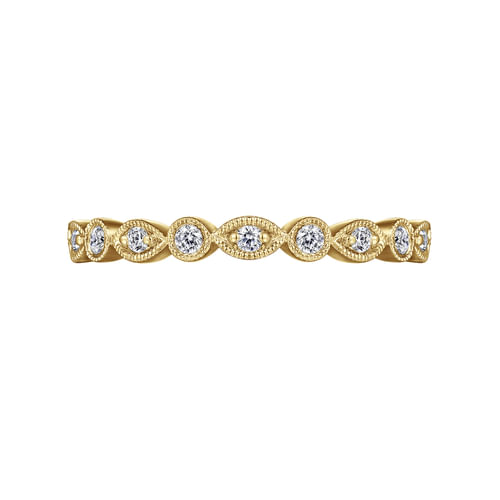 Vintage Inspired 14K Yellow Gold Marquise and Round Station Diamond Anniversary Band