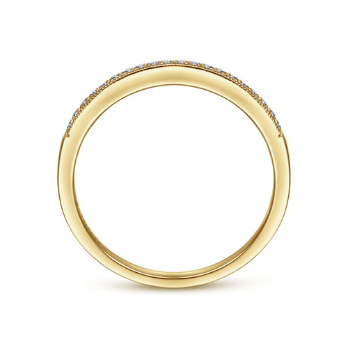 Vintage Inspired 14K Yellow Gold Micro Pavé Set Diamond Wedding Band