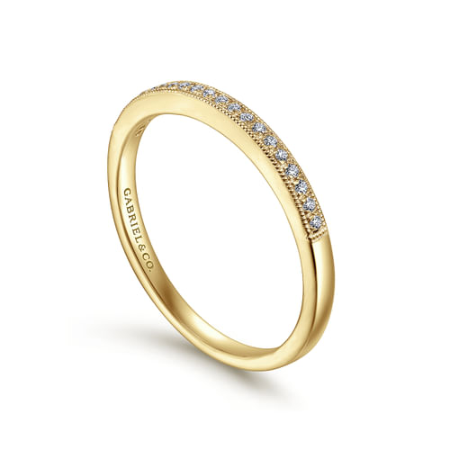 Vintage Inspired 14K Yellow Gold Micro Pavé Set Diamond Wedding Band