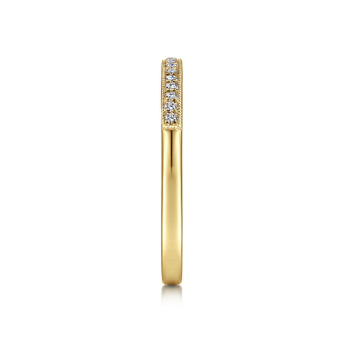 Vintage Inspired 14K Yellow Gold Micro Pavé Set Diamond Wedding Band