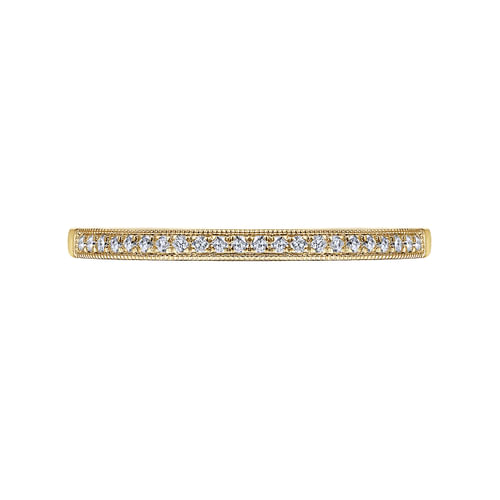 Vintage Inspired 14K Yellow Gold Micro Pavé Set Diamond Wedding Band