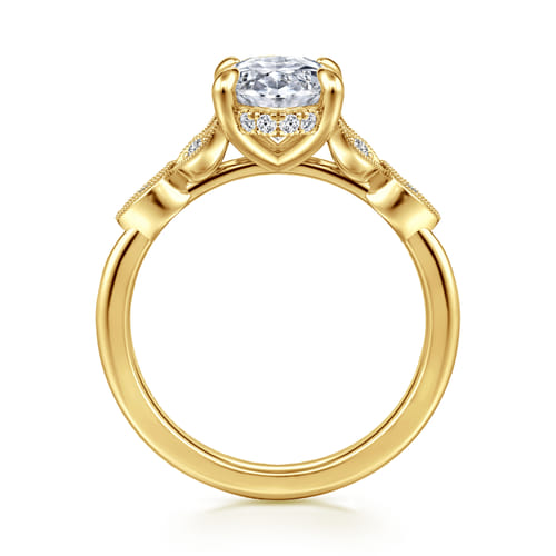 Vintage Inspired 14K Yellow Gold Oval Diamond Engagement Ring