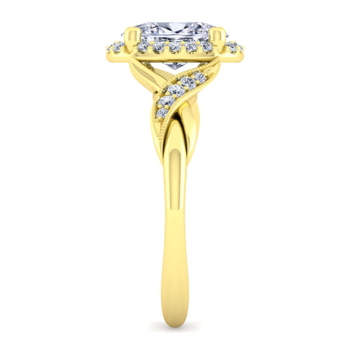 Vintage Inspired 14K Yellow Gold Oval Halo Diamond Engagement Ring
